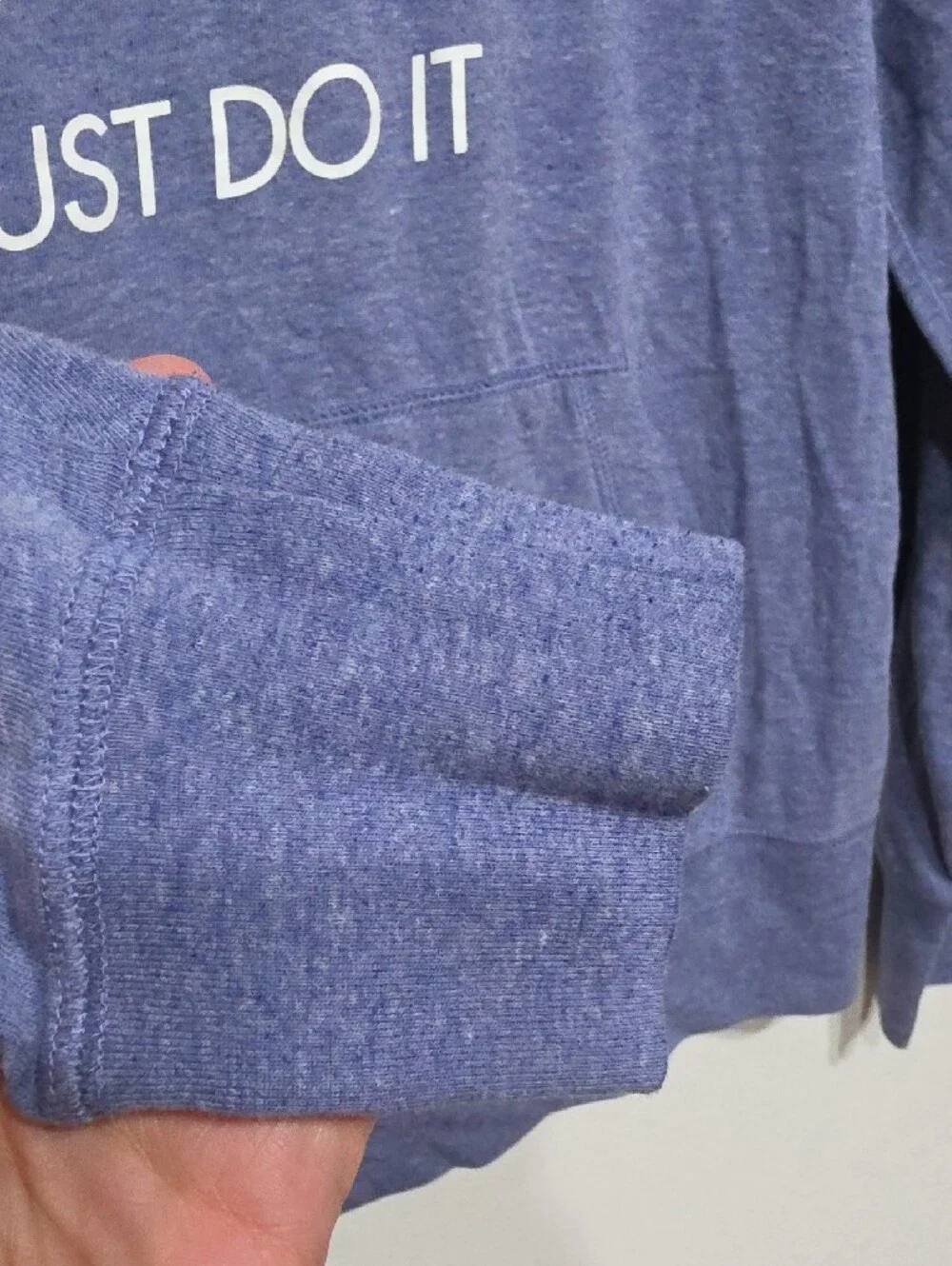 Nike Heather Blue Pullover Hoodie with White Logo